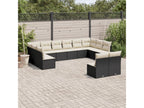 Salon de jardin 12 pièces avec coussins noir résine tressée ZGHY37667