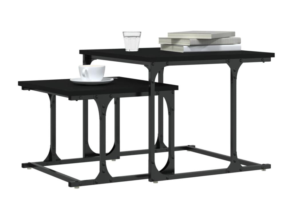 Table basse gigogne 2 pièces noir bois d'ingénierie BRSQ82558