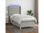 Lit à sommier tapissier avec matelas et LED Gris clair 90x200 Tissu AKXQ82041