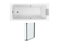 Pack baignoire droite 170x75 Boisona pare bain 2 volets noir mat VKAW93917