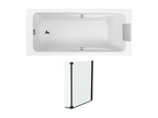 Pack baignoire droite 170x75 Boisona pare bain 2 volets noir mat VKAW93917
