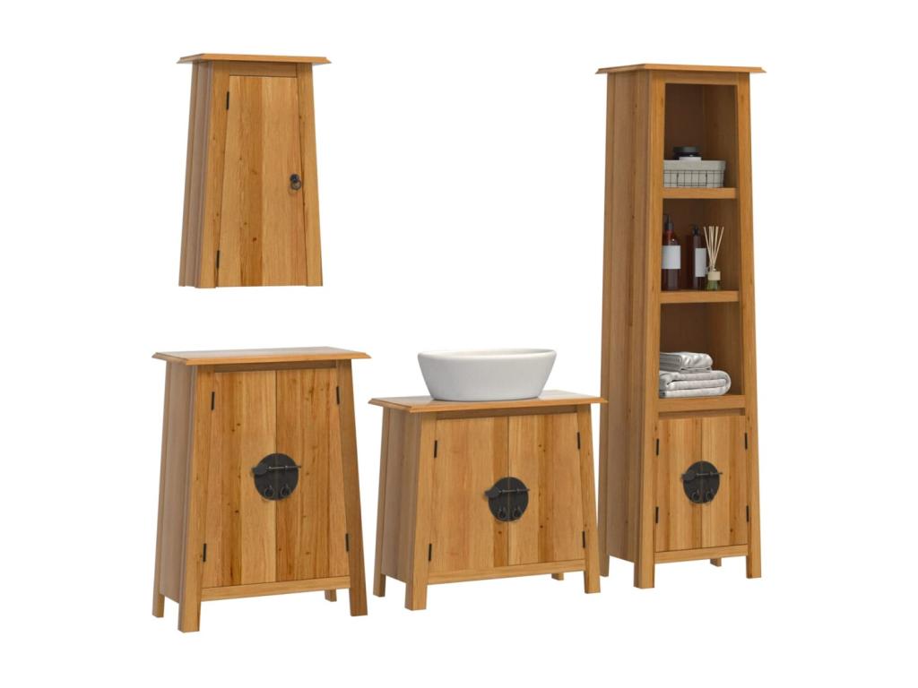 Ensemble de meubles de salle de bain 4 pcs bois de pin massif YUDC46682