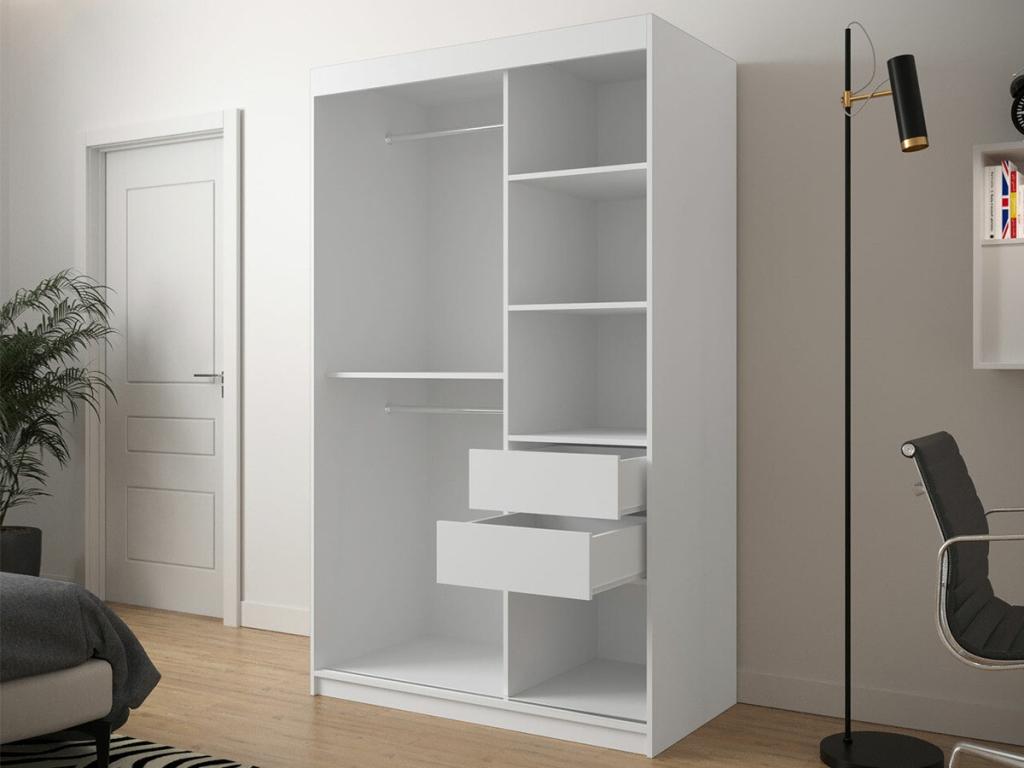 Armoire Boisona 308 Chêne Boisona - Noir 200x120x62cm Portes d'armoire Glissement JHNR81233
