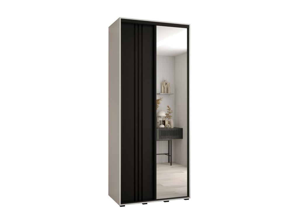 ARMOIRE Boisona 7 À PORTES COULISSANTES 235.2/110/45 2 portes Blanc/Noir/Noir YPCF98789