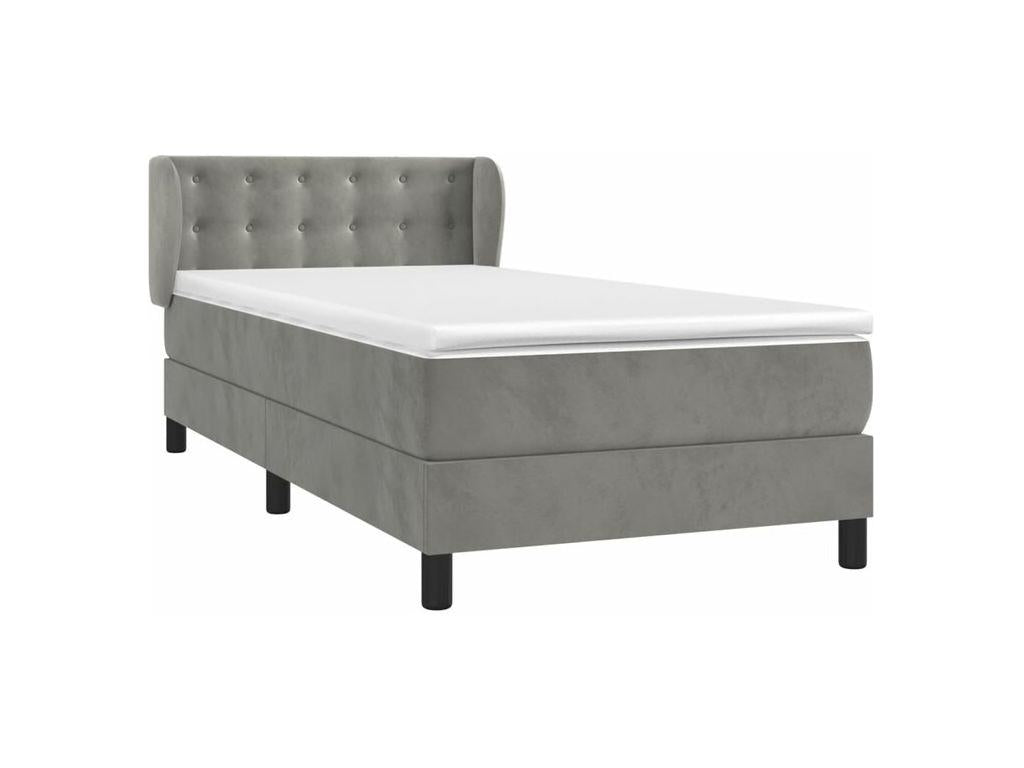 Sommier à Boisona de lit et matelas Gris clair 90x200 Velours CVXC22933