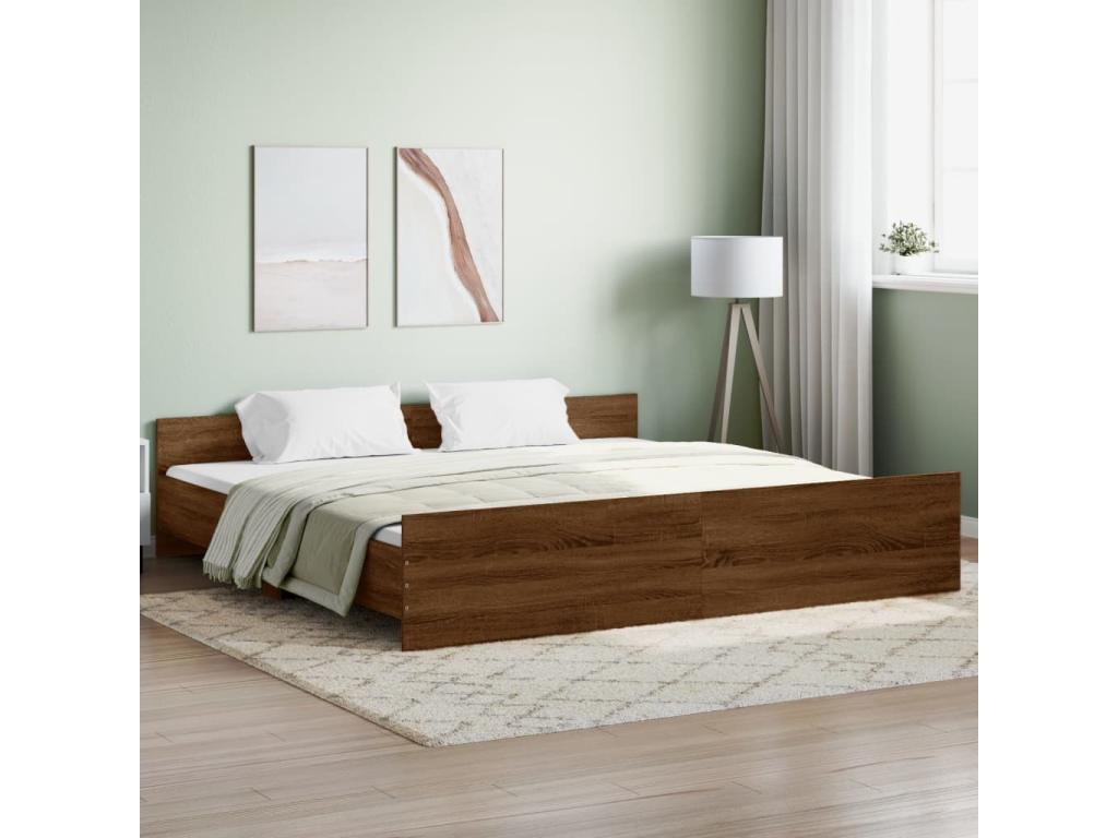 Cadre de lit tête de lit et pied de lit chêne brun 180x200 cm SPXM95409