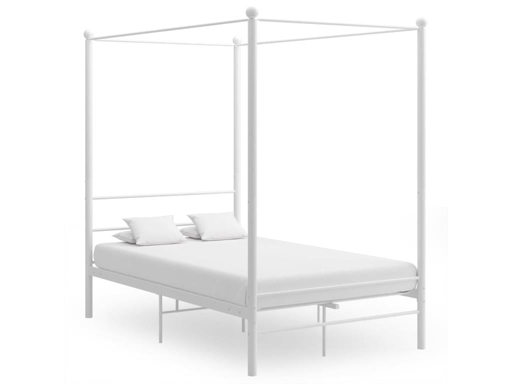 Cadre de lit à baldaquin sans matelas blanc métal 120x200 cm TCGB93013
