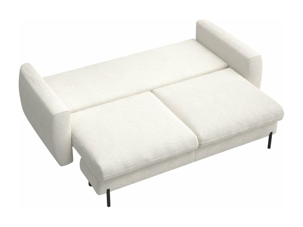 Canapé convertible 3 places - en tissu chenille crème imperméable - Boisona QRMR17917