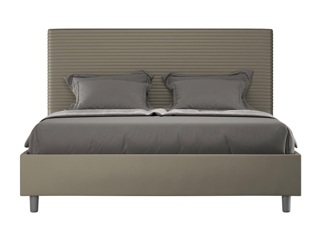 Lit coffre rembourrée 160x200 similicuir cappuccino Boisona EPVA36412