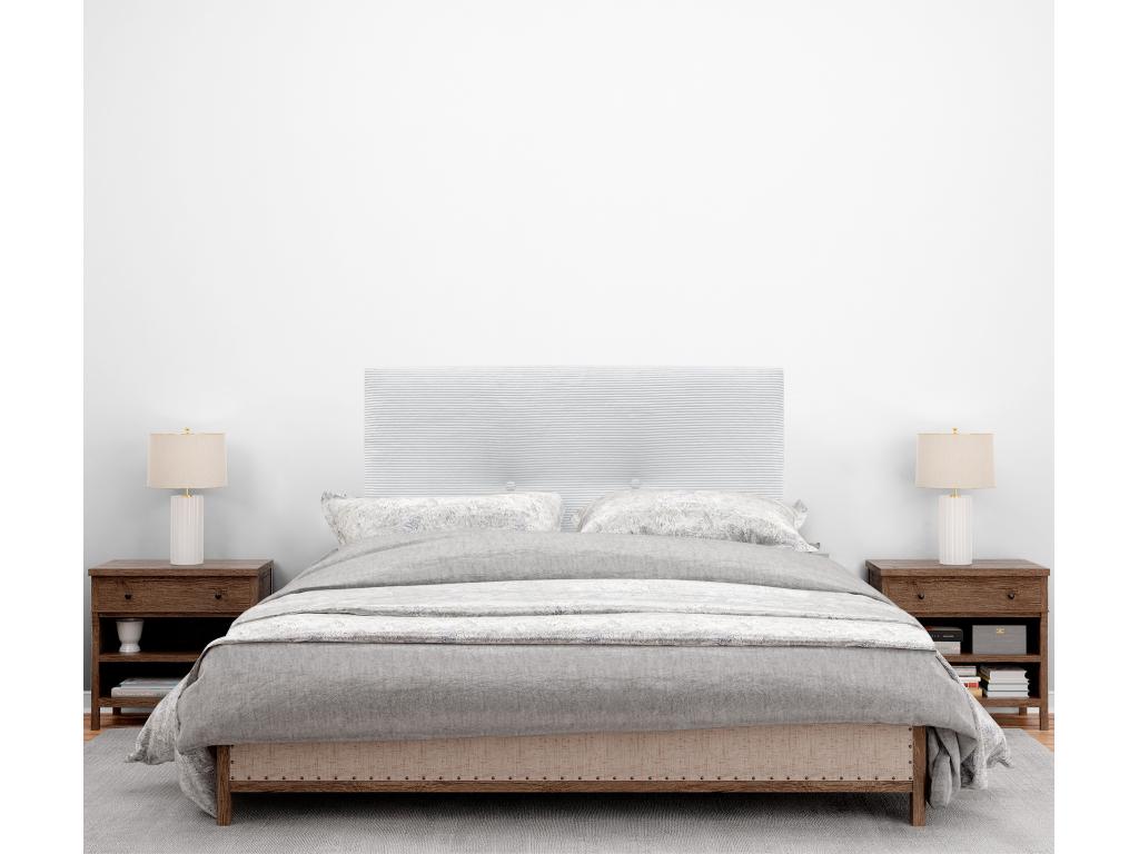 Boisona Tête de Lit Velours Côtelé Uni avec Boutons 110x115 avec Pieds de Lit 105 - Blanc KUUM42285
