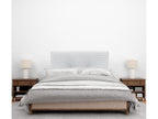 Boisona Tête de Lit Velours Côtelé Uni avec Boutons 110x115 avec Pieds de Lit 105 - Blanc KUUM42285