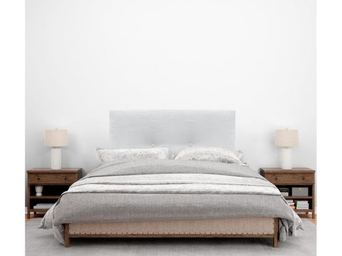 Boisona Tête de Lit Velours Côtelé Uni avec Boutons 110x115 avec Pieds de Lit 105 - Blanc KUUM42285
