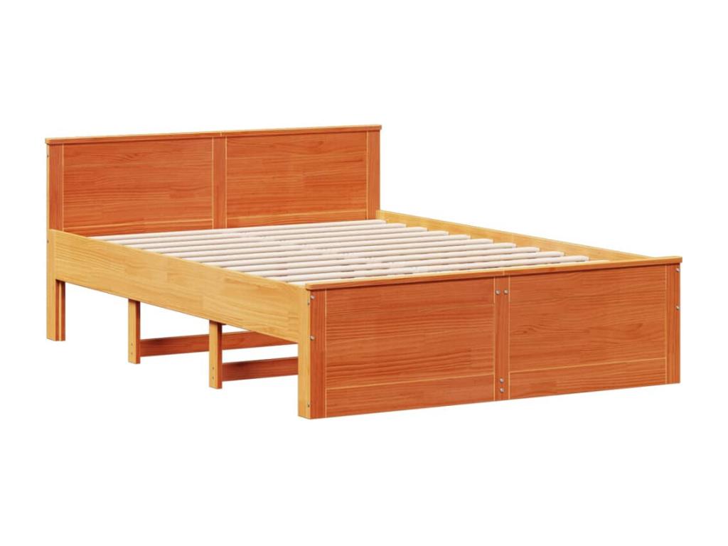 Lit bibliothèque sans matelas cire marron 140x190 cm pin massif QANP76272