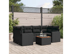 Salon de jardin 7 pcs avec coussins noir résine tressée SYTB83197