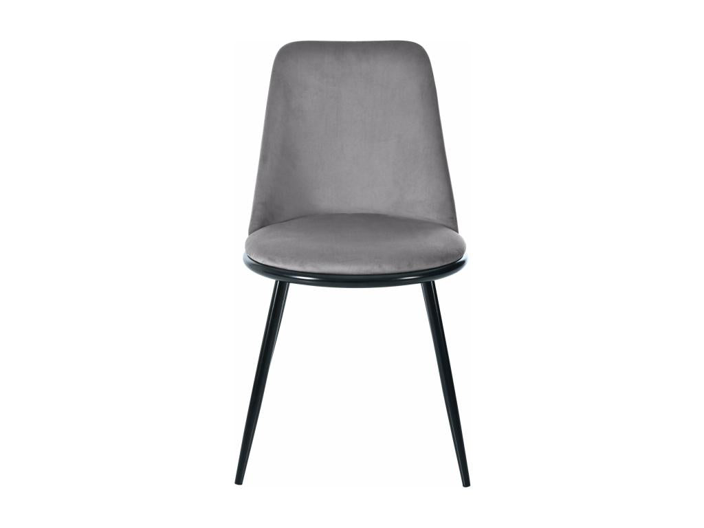 Chaises de salle à manger en velours dossier rond pieds noirs lot de 4 gris d44cm×h88cm EQMD51726
