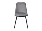 Chaises de salle à manger en velours dossier rond pieds noirs lot de 4 gris d44cm×h88cm EQMD51726