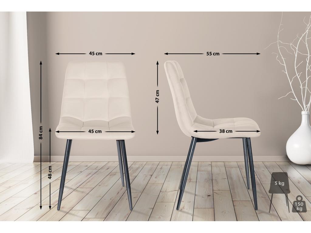 Lot de 4 chaise salle à manger - Velours / Métal noir mat - Crème - Boisona KXGG03029