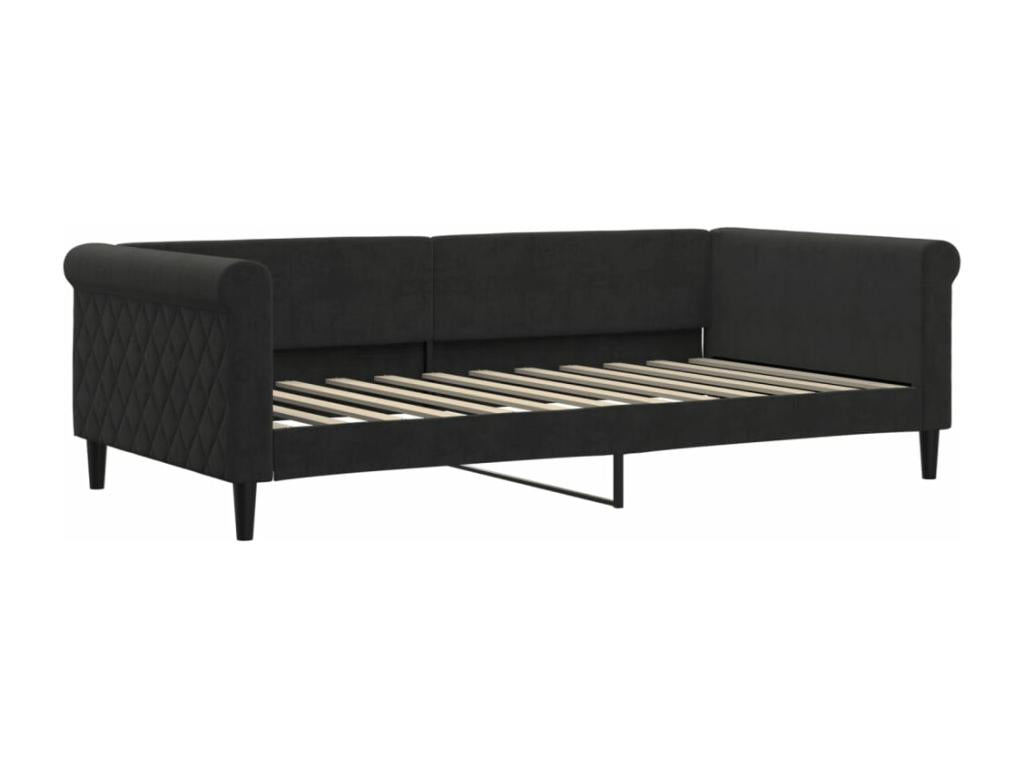 Lit de jour avec lit gigogne noir 100x200 cm velours YIYI29607