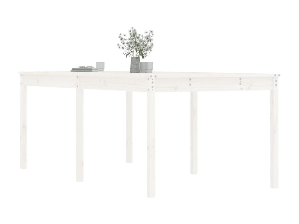 Table en bois massif blanc, 203,5 x 100 x 76 cm
