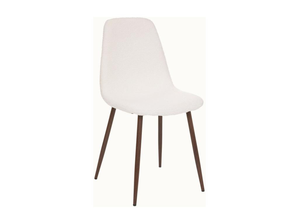 Chaise de table tissu blanc à bouclesttes et pieds en métal KVTA31333
