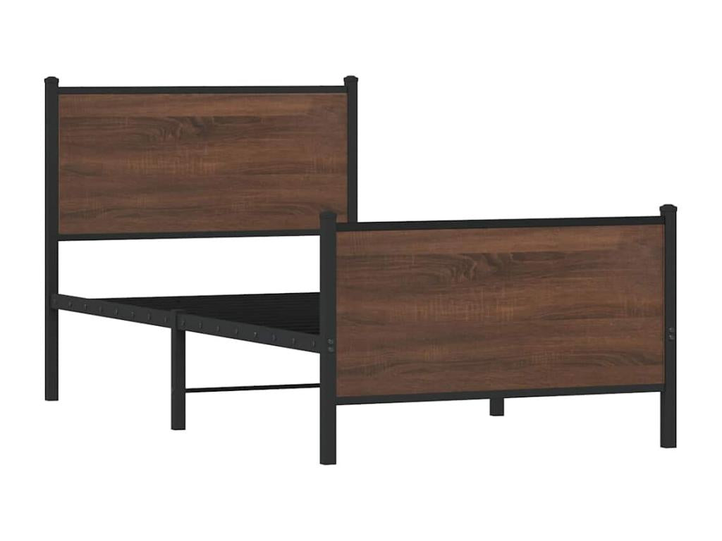 Cadre de lit en métal sans matelas chêne marron 80x200 cm BGEI15060