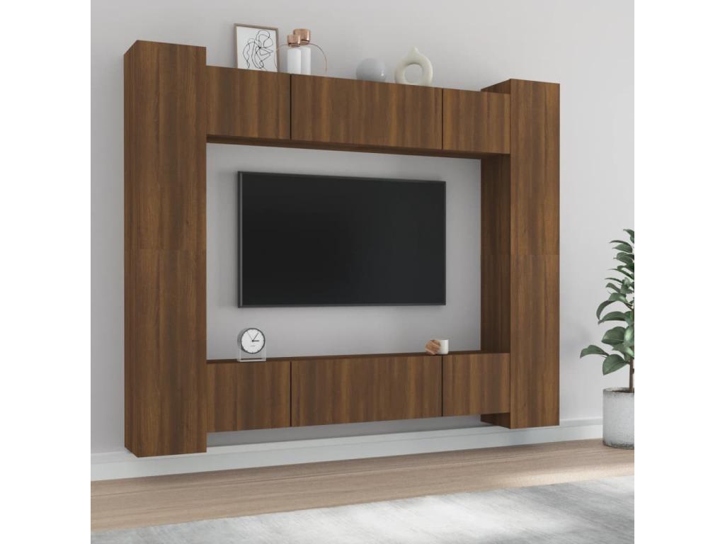 Ensemble de meubles TV 8 pcs Chêne marron Bois d'ingénierie RXUO94347