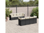 Salon de jardin 9 pièces avec coussins noir résine tressée EYSD51522