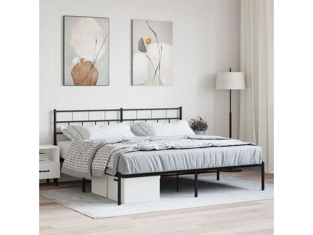 Cadre de lit métal avec tête de lit noir 180x200 cm JEXI41711