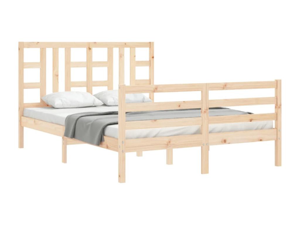 Cadre de lit avec tête de lit 160x200 cm bois massif JROE94049
