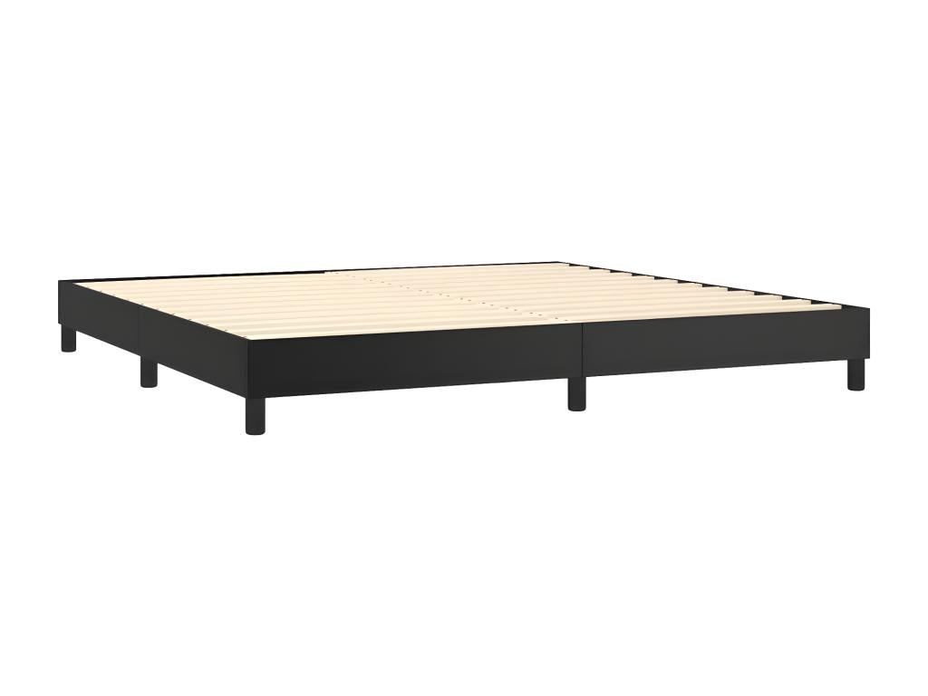 Sommier à Boisona de lit avec matelas Noir 200x200 Similicuir HAGO64326