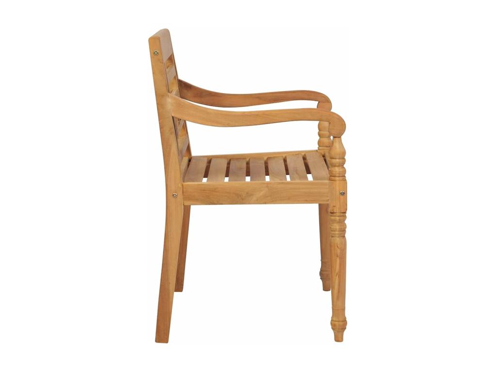 Chaises Boisona lot de 2 et coussins noirs Bois de teck massif SFEV84048