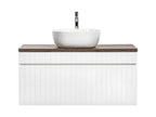 Meuble simple vasque 100cm Boisona Blanc et Bois QAVT46943