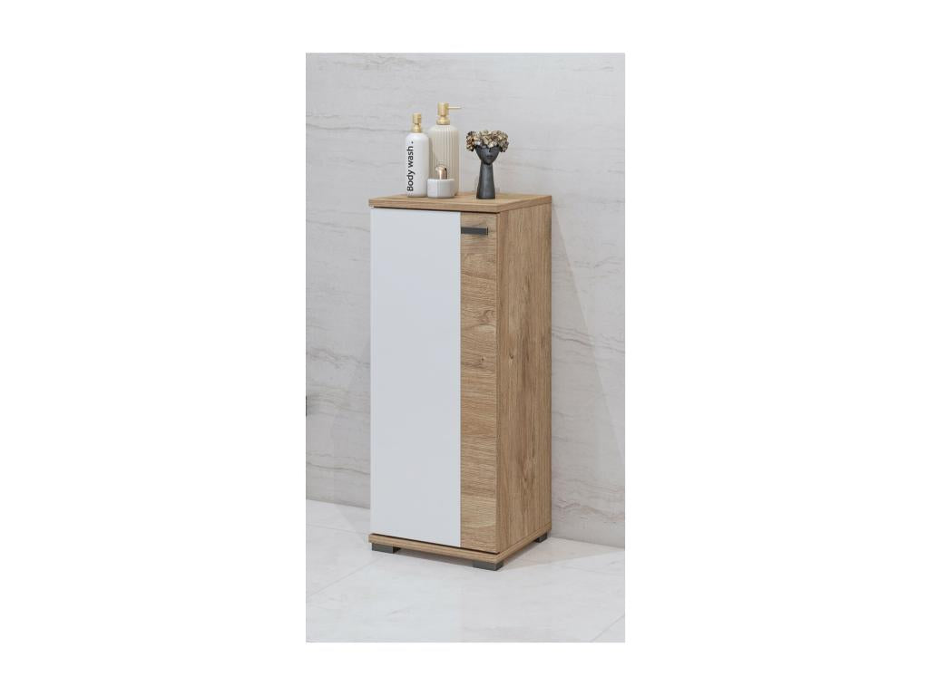 Meuble bas 1 porte Boisona coloris chêne et blanc BUKC64661