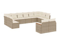Salon de jardin avec coussins 12 pcs beige résine tressée WTTW13812