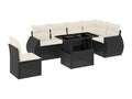 Salon de jardin 7 pièces avec coussins noir résine tressée MZIJ37176