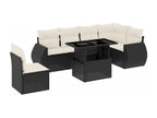 Salon de jardin 7 pièces avec coussins noir résine tressée MZIJ37176
