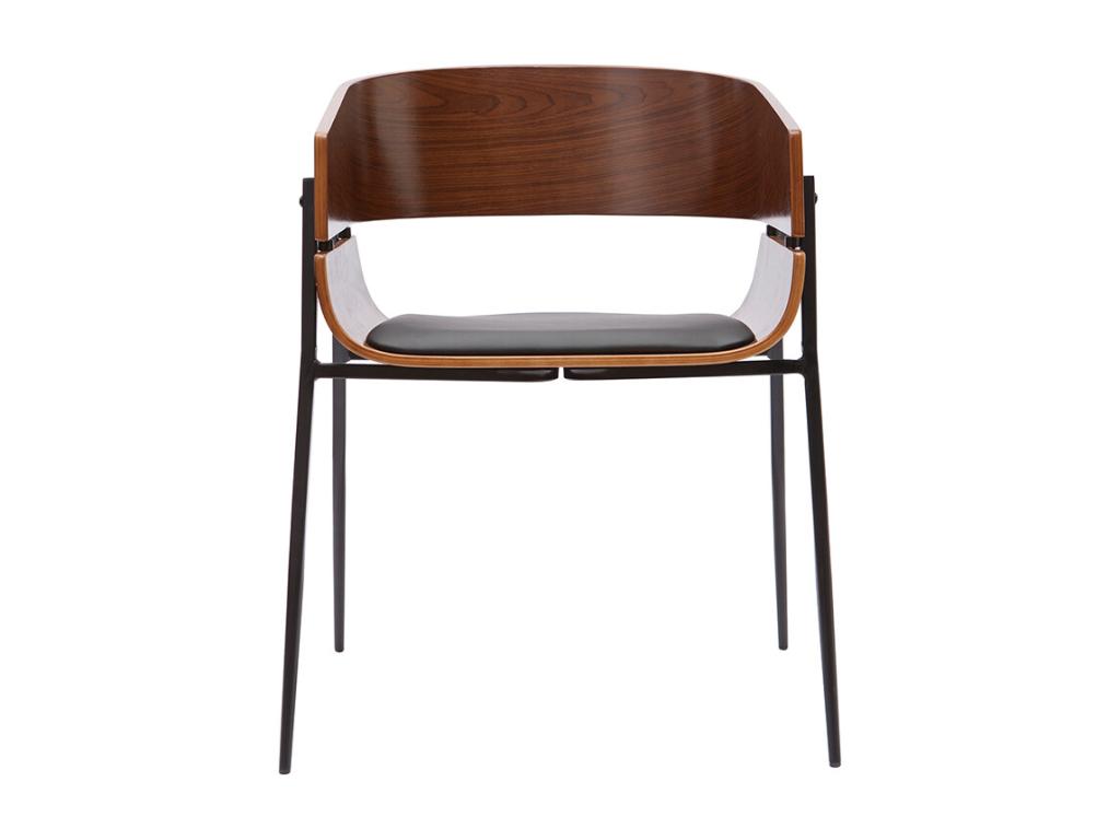 Chaises design bois foncé et métal noir lot de 2 Boisona QAOA43572
