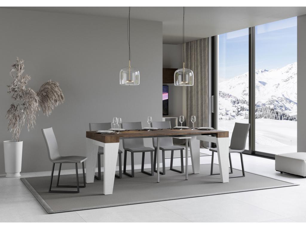 Console extensible 90x40/196 cm Boisona Petit dessus Noyer - structure Frêne Blanc FSNP18317