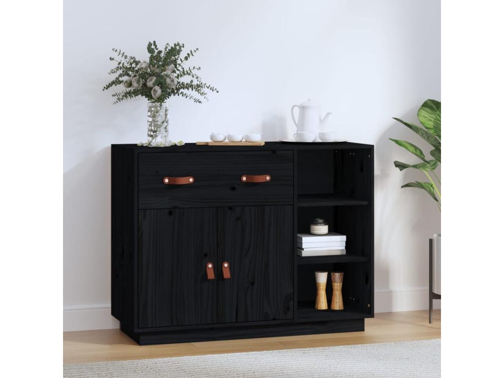 Buffet Noir 98,5x40x75 cm Bois massif de pin NGRI35997
