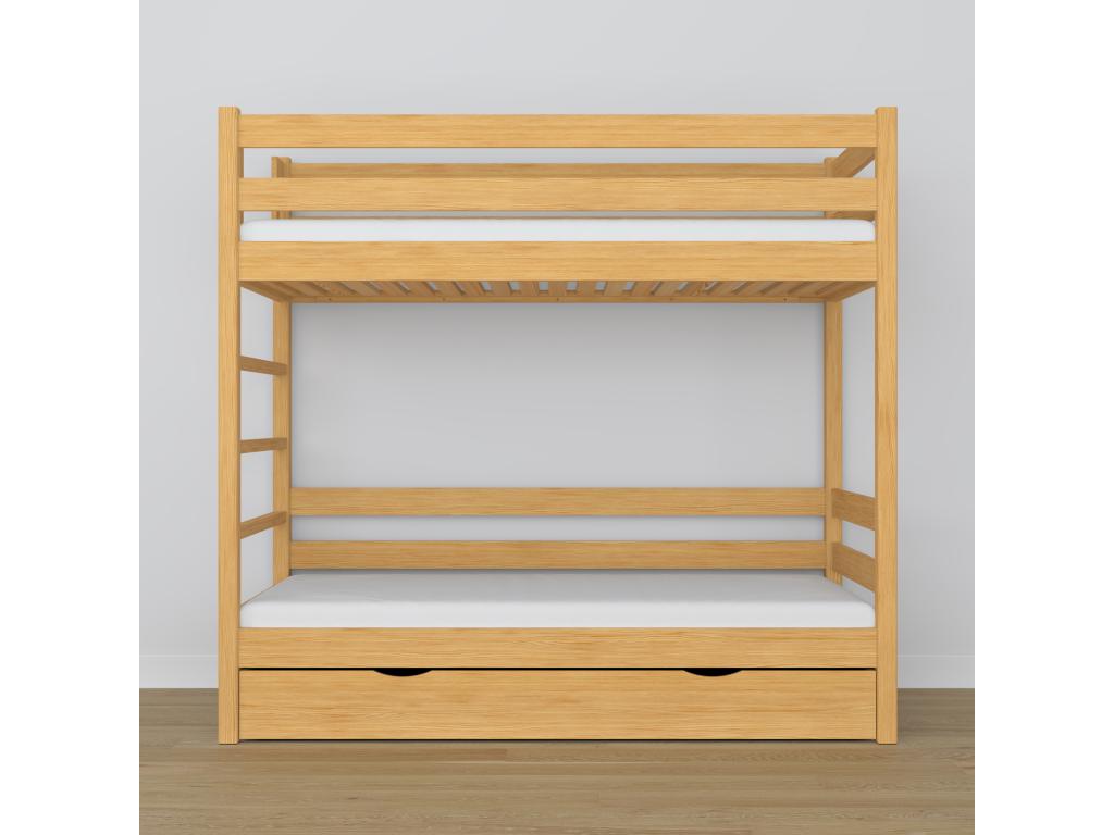 Lit superposé en bois - avec tiroir N03 Pin Naturel 120x200 RPVC40402