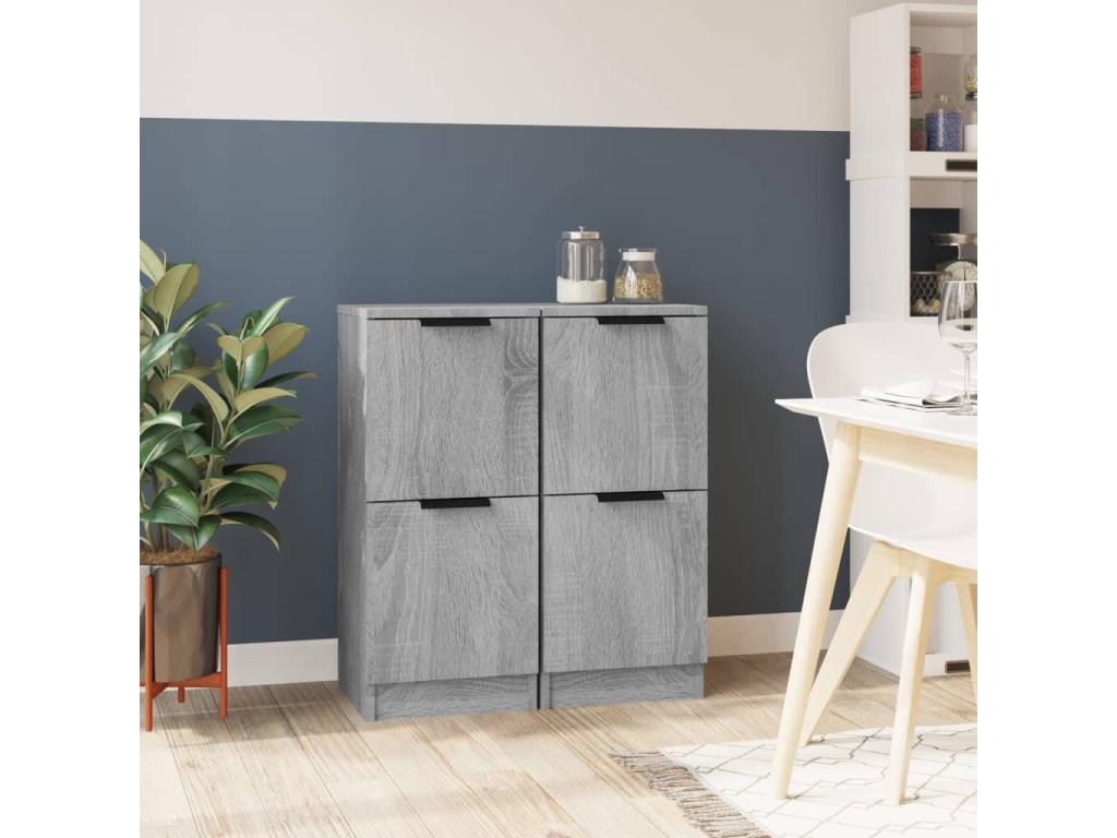Buffets 2 pièces Boisona gris 30x30x70 cm Bois d'ingénierie OCKV73177