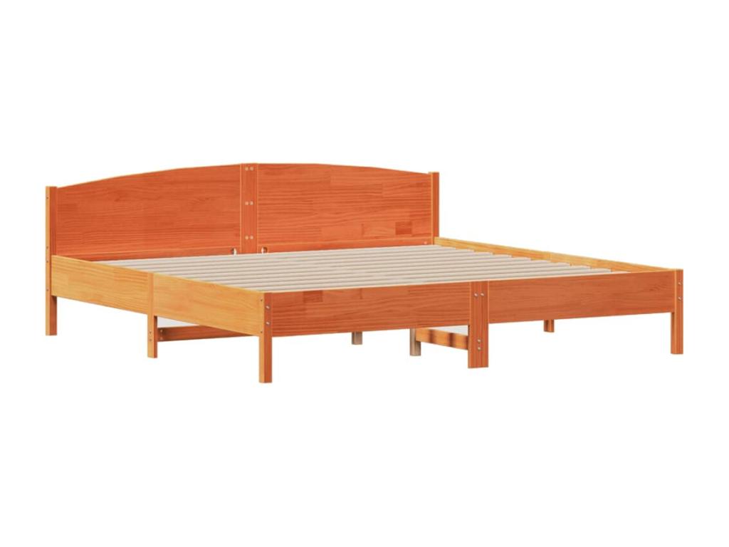 Cadre de lit sans matelas cire marron 200x200cm bois pin massif WUED99433
