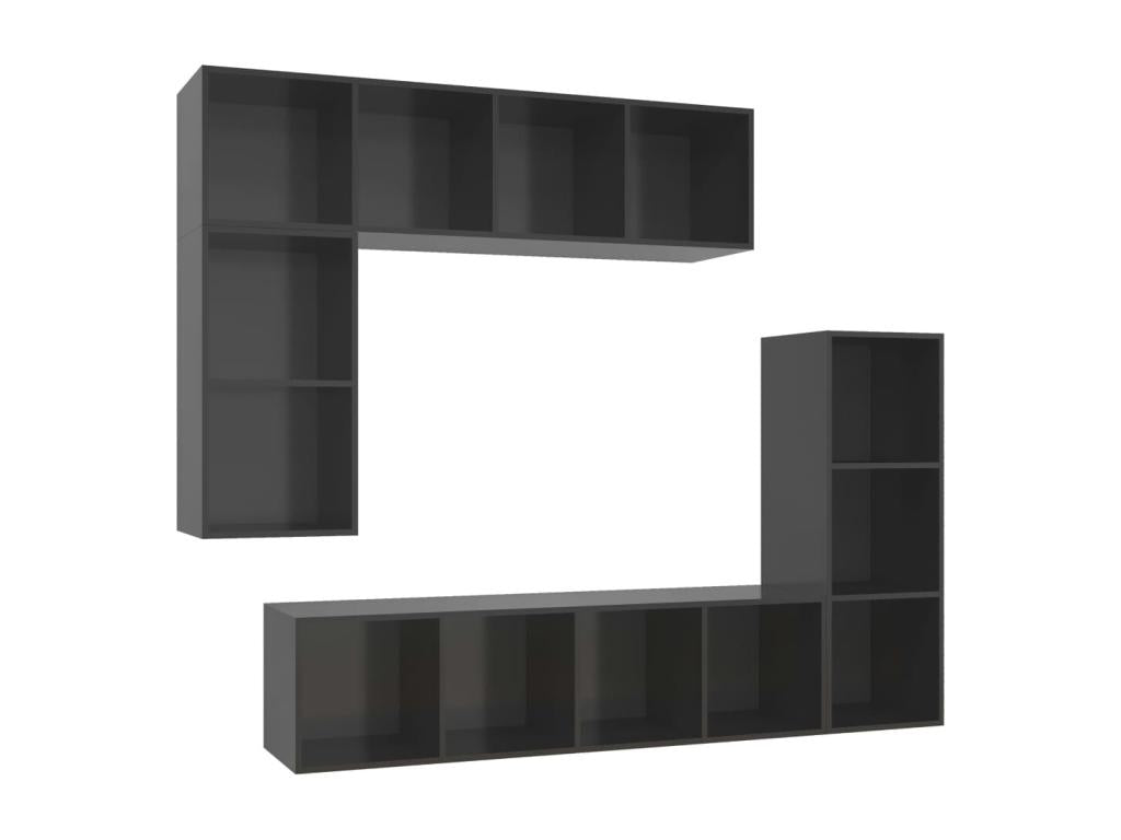 Ensemble de meubles TV 4 pcs Gris brillant Bois d'ingénierie JEMX21062