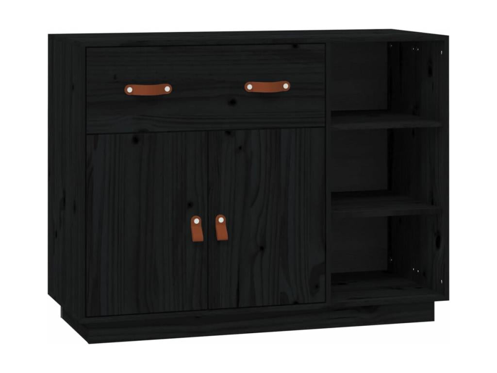 Buffet Noir 98,5x40x75 cm Bois massif de pin NGRI35997