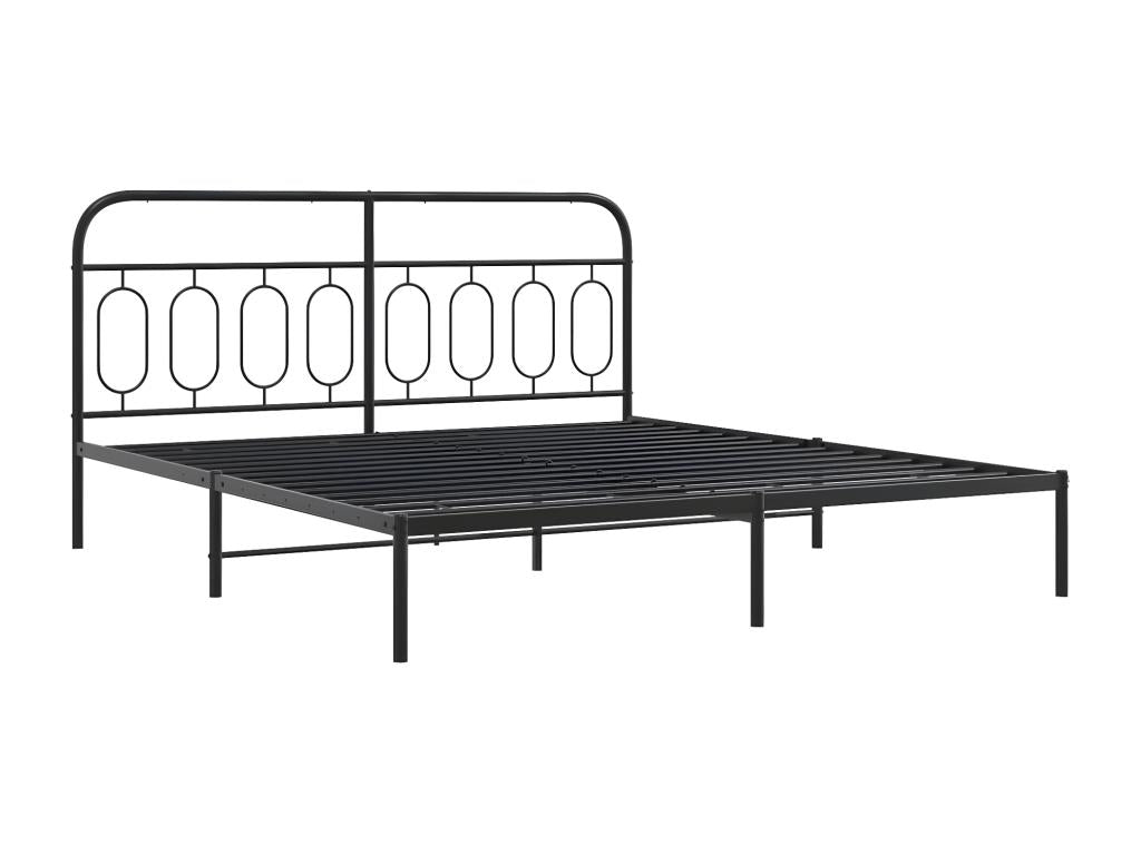 Cadre de lit métal avec tête de lit noir 160x200 cm ZCPY21349