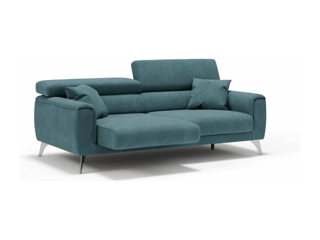 Boisona Canapé avec assises coulissantes en tissu doux imperméable T02 199 cm Bleu Canard VZNH41167
