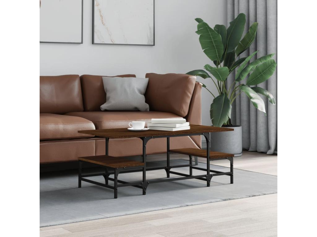 Table basse en bois composite marron, 100 x 50,5 x 40 cm