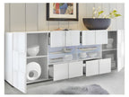 Buffet 2 portes 4 tiroirs Laqué Blanc brillant LED's - Boisona JPDU47761