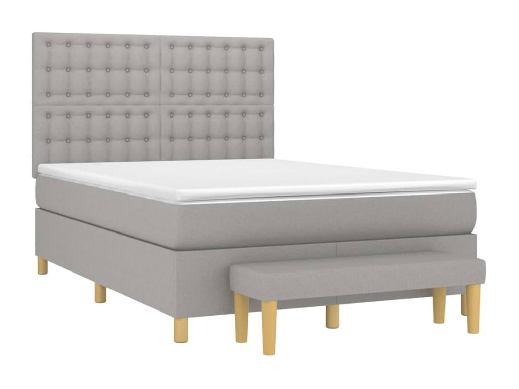 Lit à sommier tapissier avec matelas Gris clair 140x190cm Tissu YAGP27336