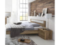 Lit adulte avec 2 chevets chêne poutre/blanc/Boisona - Dim 180x200 cm TYIY68734